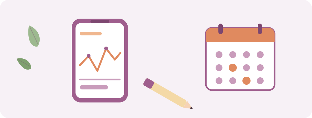 スマホと手帳で症状を記録し見える化するイラスト
