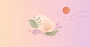 更年期ケアを象徴する、花と葉のやさしいイラスト