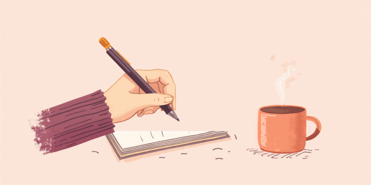 ノートに条件を書き出しながら医療機関を比べている手元のイラスト