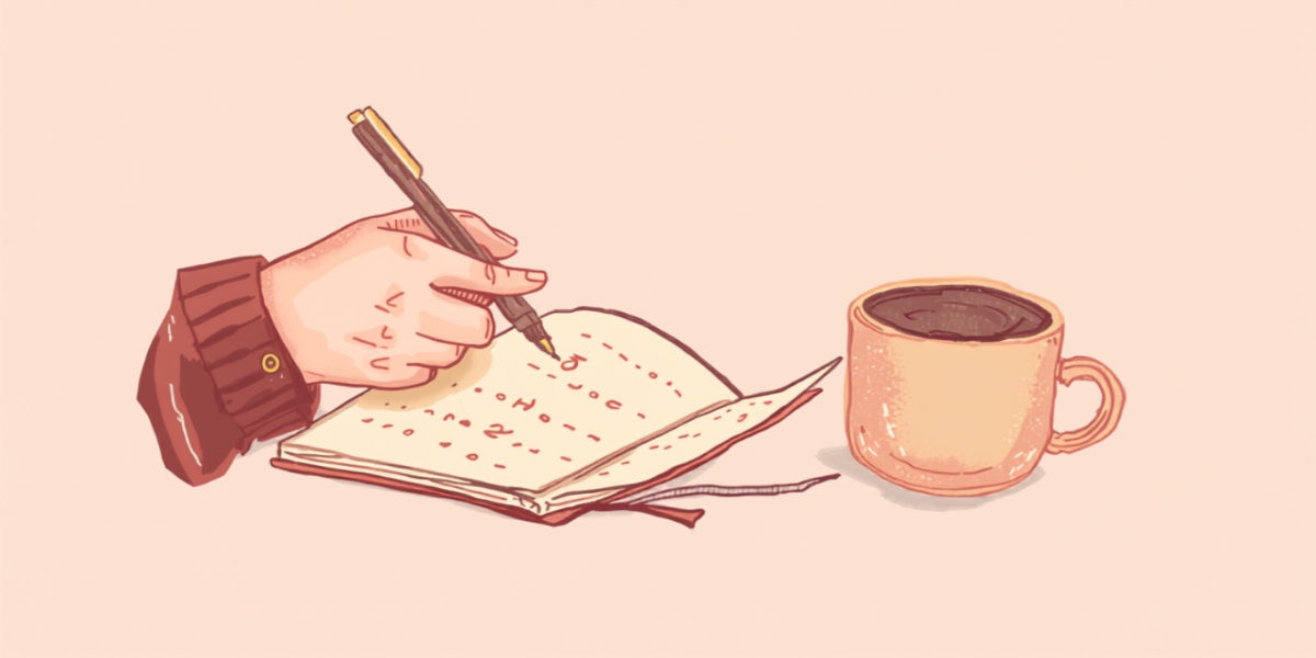 確かめたいことをノートに書きとめている手元のイラスト